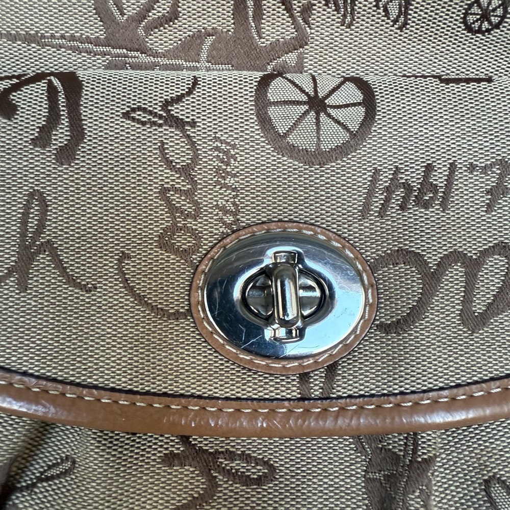 Vintage Coach Horse & Carriage Canvas Tote Brown Leather Trim Y2K Shoulder Bag - Picture 3 of 12